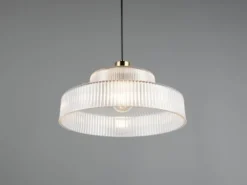 LED Hängelampe einflammig, Glas transparent / Messing matt, Ø 35cm