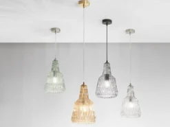 LED Hängelampe einflammig, Kristallglas Amber facettiert, Ø 23cm