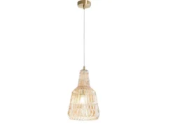 LED Hängelampe einflammig, Kristallglas Amber facettiert, Ø 23cm