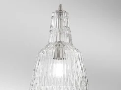 LED Hängelampe einflammig, Kristallglas Transparent facettiert, Ø 23cm