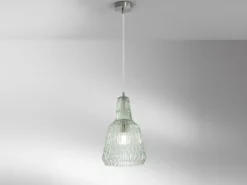 LED Hängelampe einflammig, Kristallglas Grün facettiert, Ø 23cm