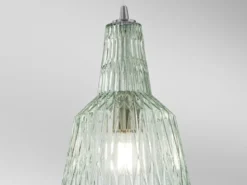LED Hängelampe einflammig, Kristallglas Grün facettiert, Ø 23cm