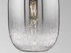 LED Hängelampe einflammig Lampenschirm Rauchglas Schwarz, Ø 20cm