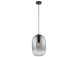 LED Hängelampe einflammig Lampenschirm Rauchglas Schwarz, Ø 20cm