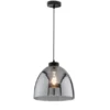 LED Hängelampe einflammig Lampenschirm Rauchglas Schwarz, Ø 28cm