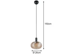 LED Hängelampe einflammig mit Kugel Glasschirm Amber Ø 26cm