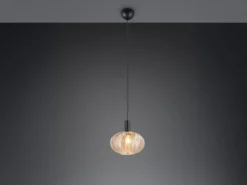 LED Hängelampe einflammig mit Kugel Glasschirm Amber Ø 26cm