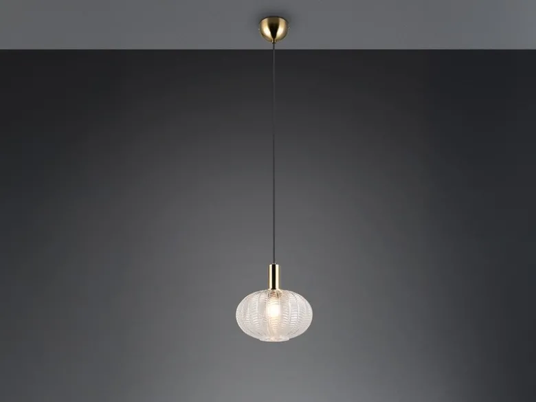 LED Hängelampe einflammig mit Kugel Glasschirm Transparent Ø 26cm