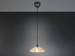 LED Hängelampe einflammig, Schwarz mit Glasschirm Amber, Ø 29,5cm