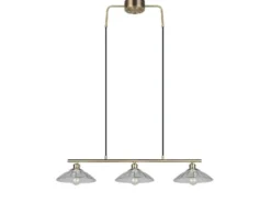 LED Hängelampe 3-flammig Altmessing, Glasschirme klar, Breite 100cm