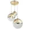 LED Hängelampe 3-flammig mit Glaskugeln in Gold & Klarglas