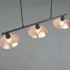 LED Hängelampe 3-flammig Schwarz, Glasschirme Amber, Breite 100cm