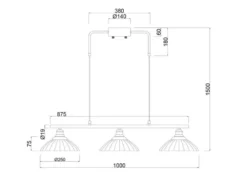 LED Hängelampe 3-flammig Schwarz, Glasschirme Amber, Breite 100cm