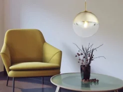 LED Hängelampe mit Glaskugel Design in Gold & Klarglas, Ø 20cm