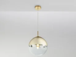LED Hängelampe mit Glaskugel Design in Gold & Klarglas, Ø 25cm