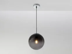 LED Hängelampe mit Glaskugel Design aus Rauchglas, Ø 20cm