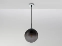 LED Hängelampe mit Glaskugel Design aus Rauchglas, Ø 20cm