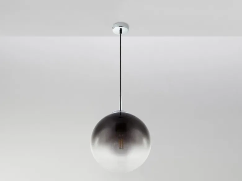 LED Hängelampe mit Glaskugel Design aus Rauchglas, Ø 30cm