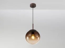 LED Hängelampe mit Glaskugel Design aus Amberglas, Ø 20cm