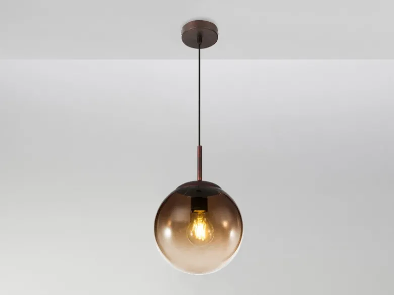 LED Hängelampe mit Glaskugel Design aus Amberglas, Ø 20cm