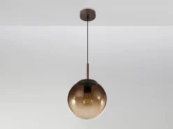 LED Hängelampe mit Glaskugel Design aus Amberglas, Ø 20cm