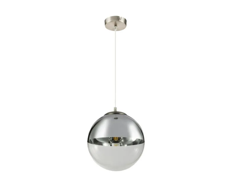 LED Hängelampe mit Glaskugel, Design in Chrom & Klarglas, Ø 30cm