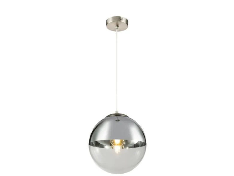 LED Hängelampe mit Glaskugel, Design in Chrom & Klarglas, Ø 30cm