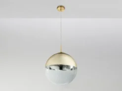 LED Hängelampe mit Glaskugel Design in Gold & Klarglas, Ø 33cm