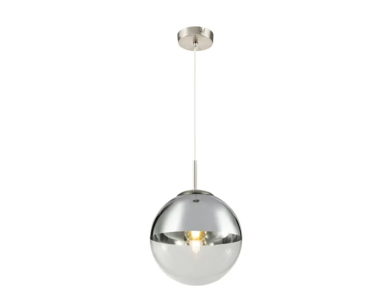 LED Hängelampe mit Glaskugel, Design in Chrom & Klarglas, Ø 25cm