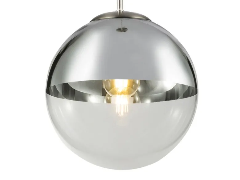 LED Hängelampe mit Glaskugel, Design in Chrom & Klarglas, Ø 25cm