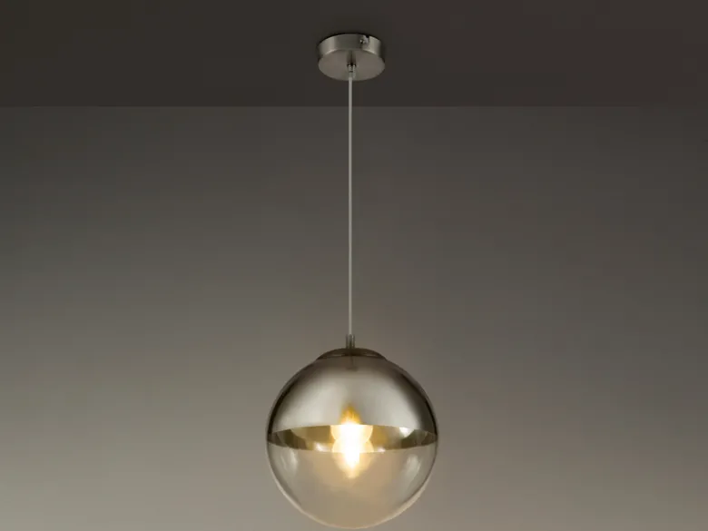 LED Hängelampe mit Glaskugel, Design in Chrom & Klarglas, Ø 25cm
