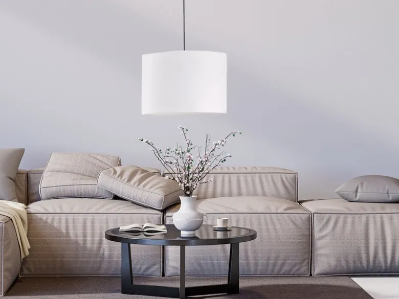 LED Hängelampe mit Lampenschirm Leinen Weiß, Ø 30cm