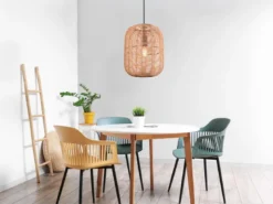 LED Hängelampe mit Sisal Geflecht Lampenschirm, Ø 35cm