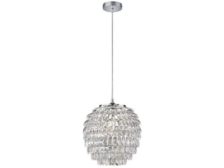 LED Hängeleuchte mit Kristall Behang aus Acryl, Ø 35cm