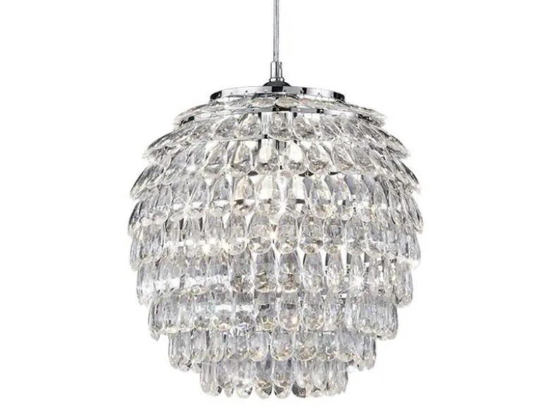 LED Hängeleuchte mit Kristall Behang aus Acryl, Ø 35cm