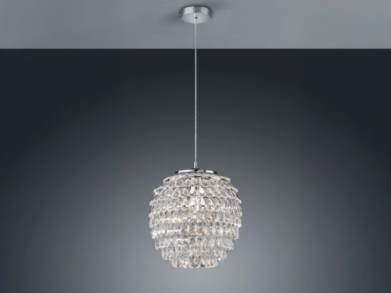 LED Hängeleuchte mit Kristall Behang aus Acryl, Ø 35cm