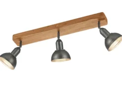 LED Holzbalken Deckenstrahler Silber Antik 3-flammig, Breite 58cm