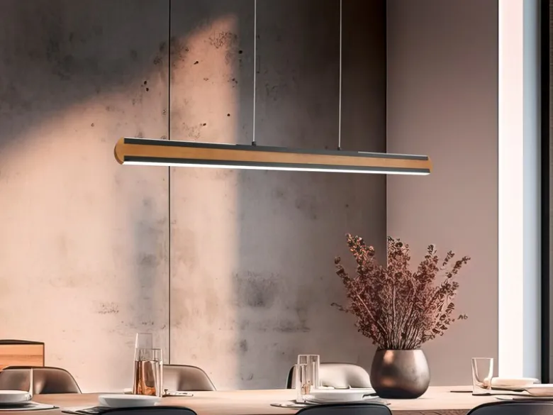 LED Holzbalken Pendelleuchte DEACON dimmbar, Breite 110cm