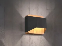 LED Holz Wandlampe ARINO Up and Down mit Stufen Dimmer Schwarz, Höhe 12cm