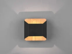 LED Holz Wandlampe ARINO Up and Down mit Stufen Dimmer Schwarz, Höhe 12cm