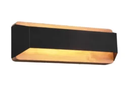 LED Holz Wandlampe ARINO Up and Down mit Stufen Dimmer Schwarz, Breite 35cm