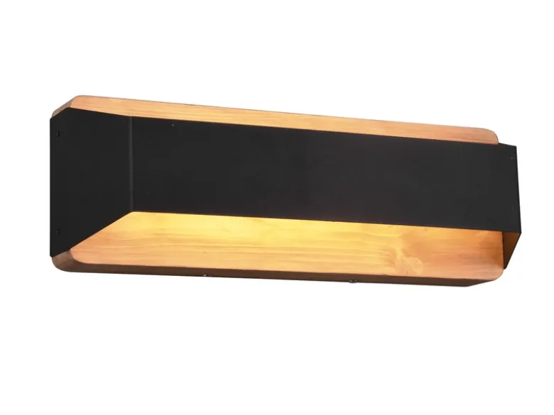 LED Holz Wandlampe ARINO Up and Down mit Stufen Dimmer Schwarz, Breite 35cm