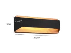 LED Holz Wandlampe ARINO Up and Down mit Stufen Dimmer Schwarz, Breite 35cm
