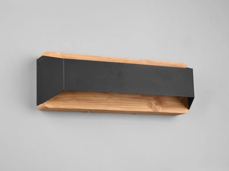 LED Holz Wandlampe ARINO Up and Down mit Stufen Dimmer Schwarz, Breite 35cm