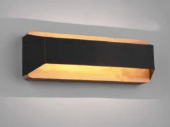 LED Holz Wandlampe ARINO Up and Down mit Stufen Dimmer Schwarz, Breite 35cm