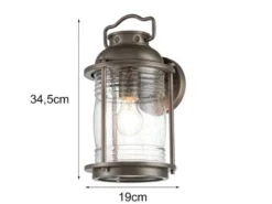 LED Industrial Wandlaterne für Innen & Außen, Bronze Höhe 35cm