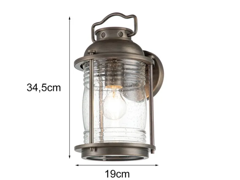 LED Industrial Wandlaterne für Innen & Außen, Bronze Höhe 35cm