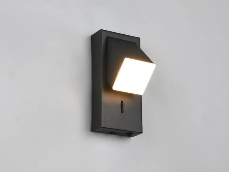 LED Innen Wandleuchte RAGLAN schwenkbar mit Schalter Schwarz, Höhe 15cm