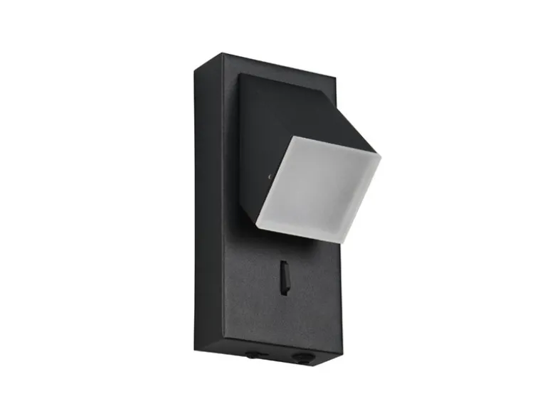 LED Innen Wandleuchte RAGLAN schwenkbar mit Schalter Schwarz, Höhe 15cm
