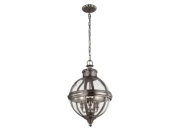 LED Jugendstil Pendelleuchte aus massivem Stahl in Silber Antik, Ø 37cm